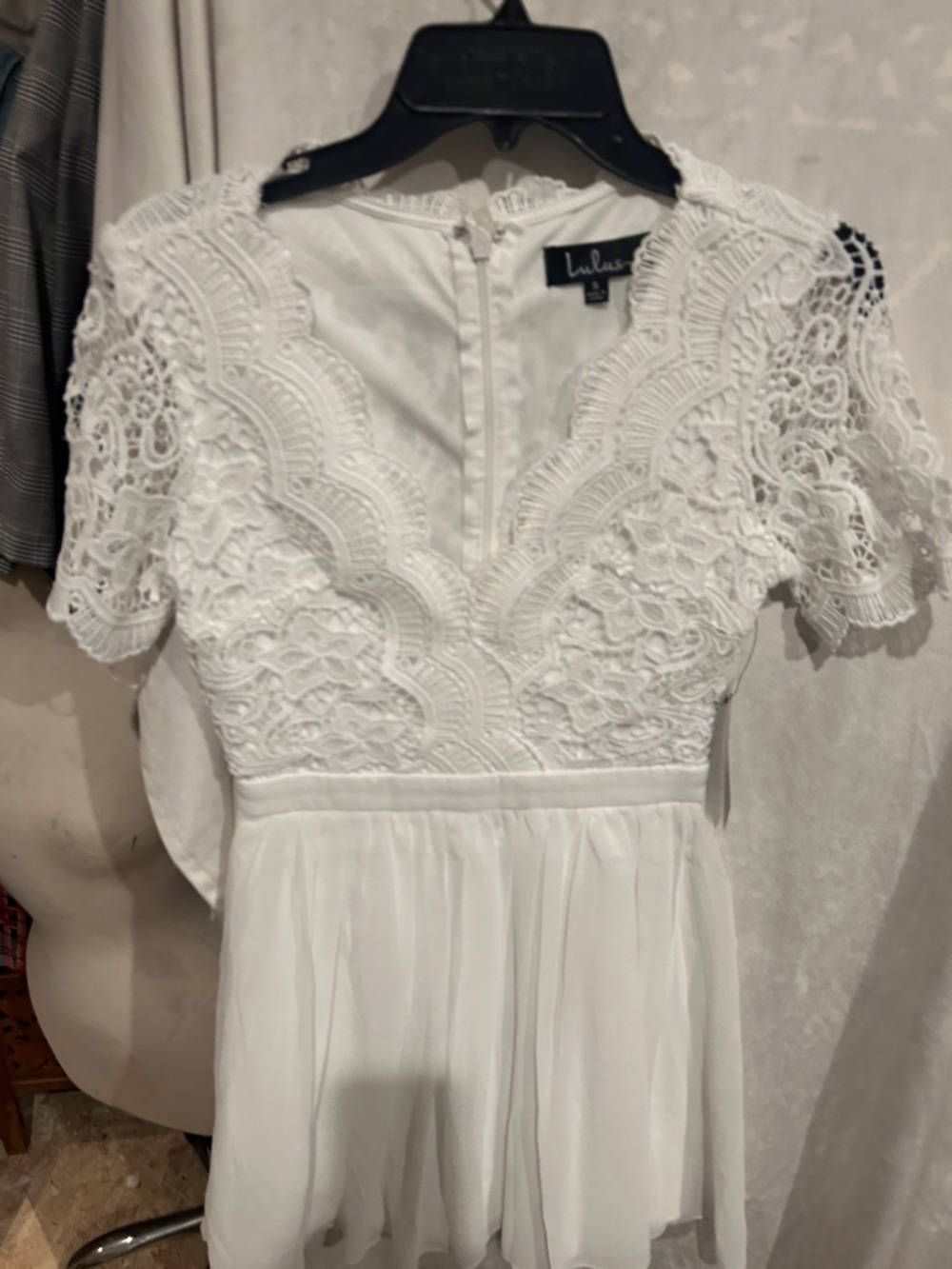 Lulu's White Lace V-Neck Mini Dress